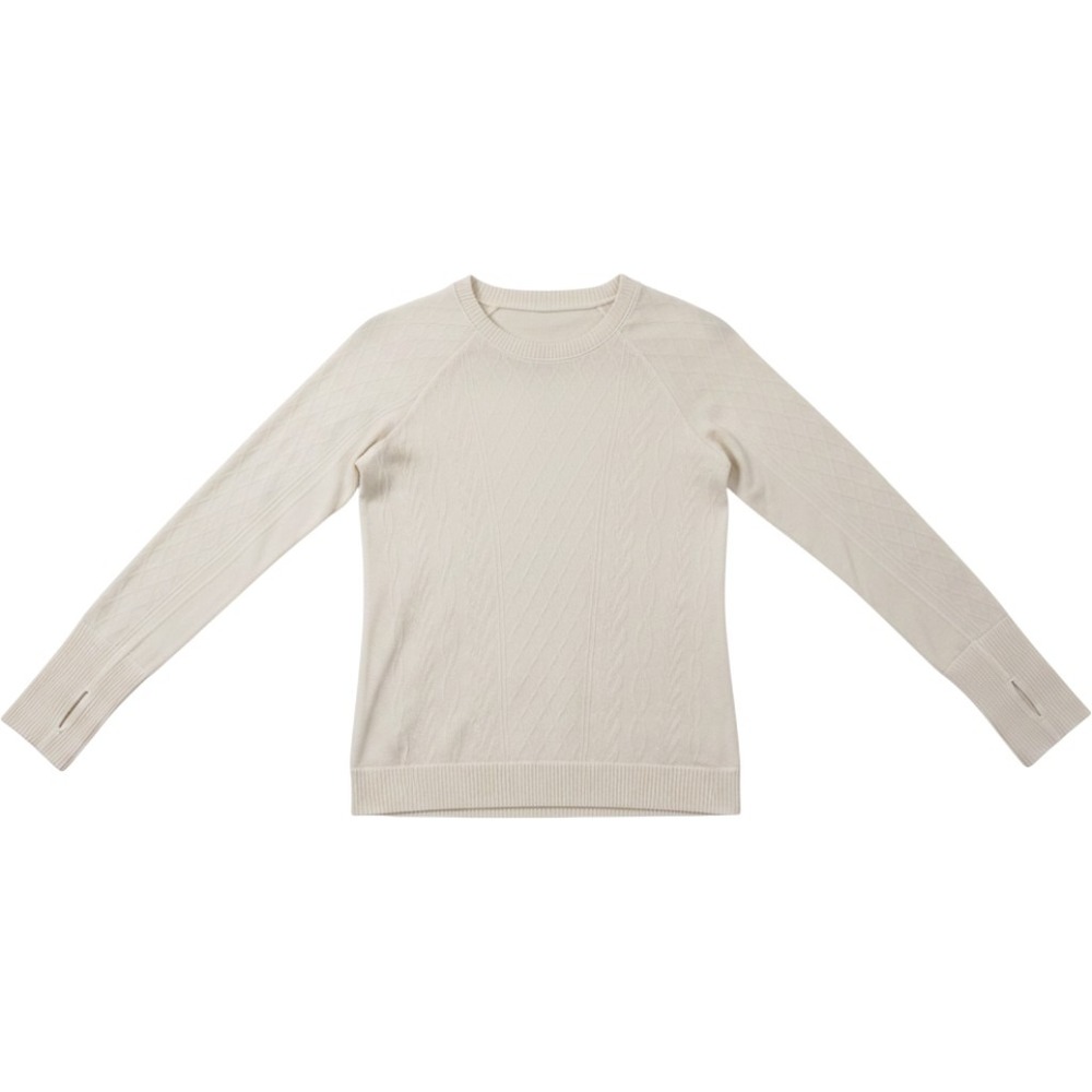Lululemon Rest Less‎ Pullover Womens 4 White Jacquard Knit Thumbhole Top